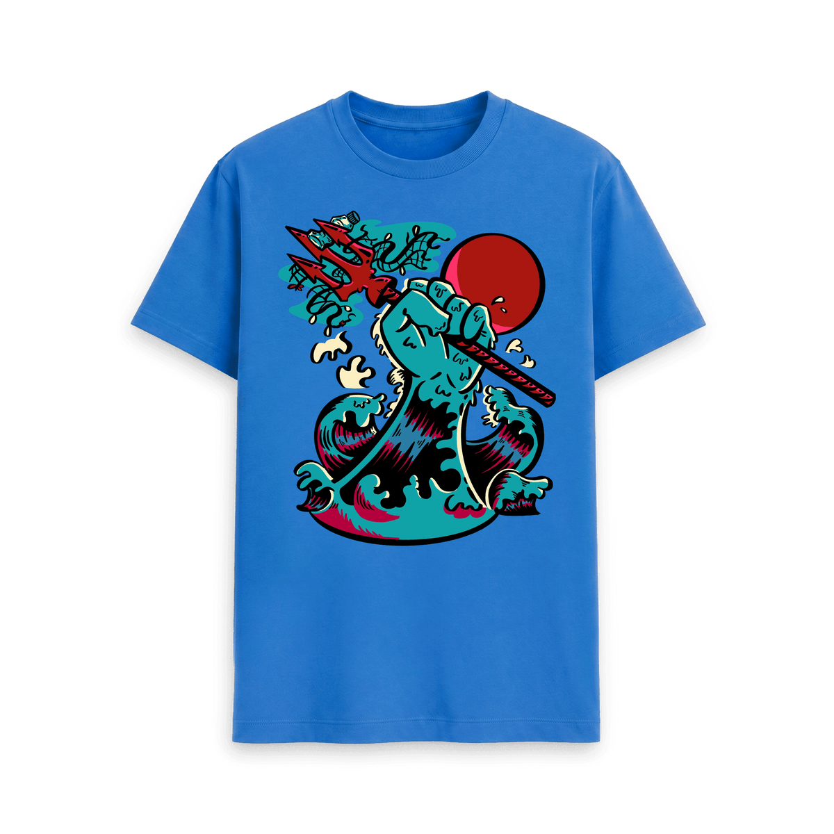 Bright Blue Printed T-shirt Front